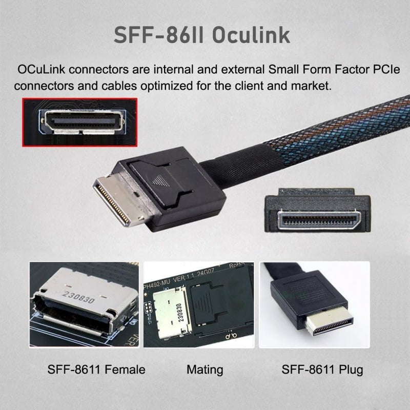CY محول PCI-Express 4.0 PCIE 16x قابل للفصل إلى أربعة Oculink SFF-8612 SFF-8611 محول VROC Raid0 خارجي لوحدة SSD eGPU محطة بطاقة الرسوميات الخارجية - Image 5